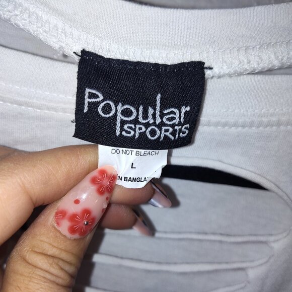 Popular Sports Betty Boop Graphic Long Sleeve Distressed Cropped T-Shirt Size L - Picture 8 of 10